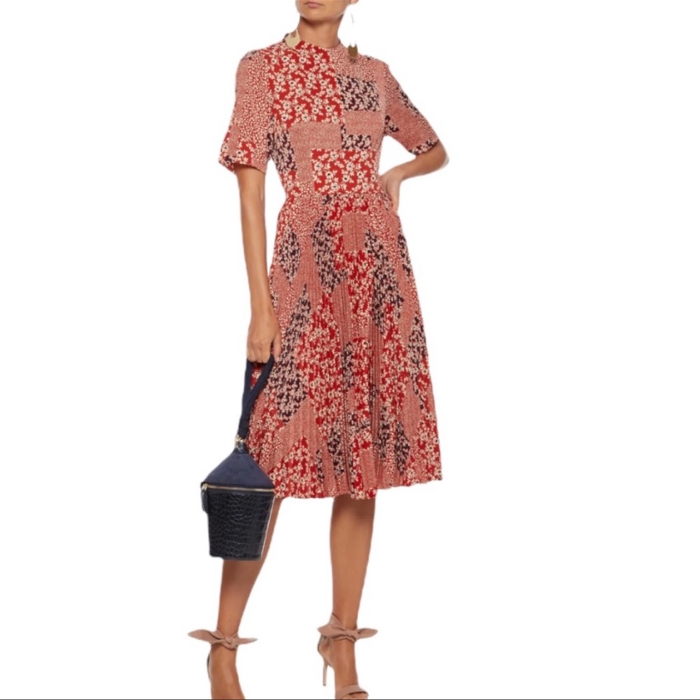 Mikael Aghal Pleated Patchwork Dress